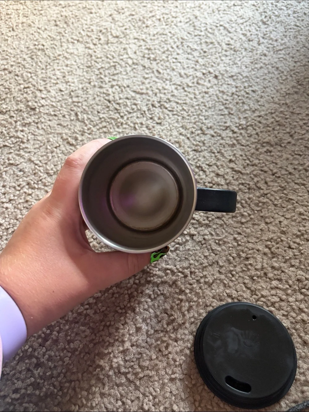 B70 Hydro Flask 12oz mug w lid, black and stainless steel finish